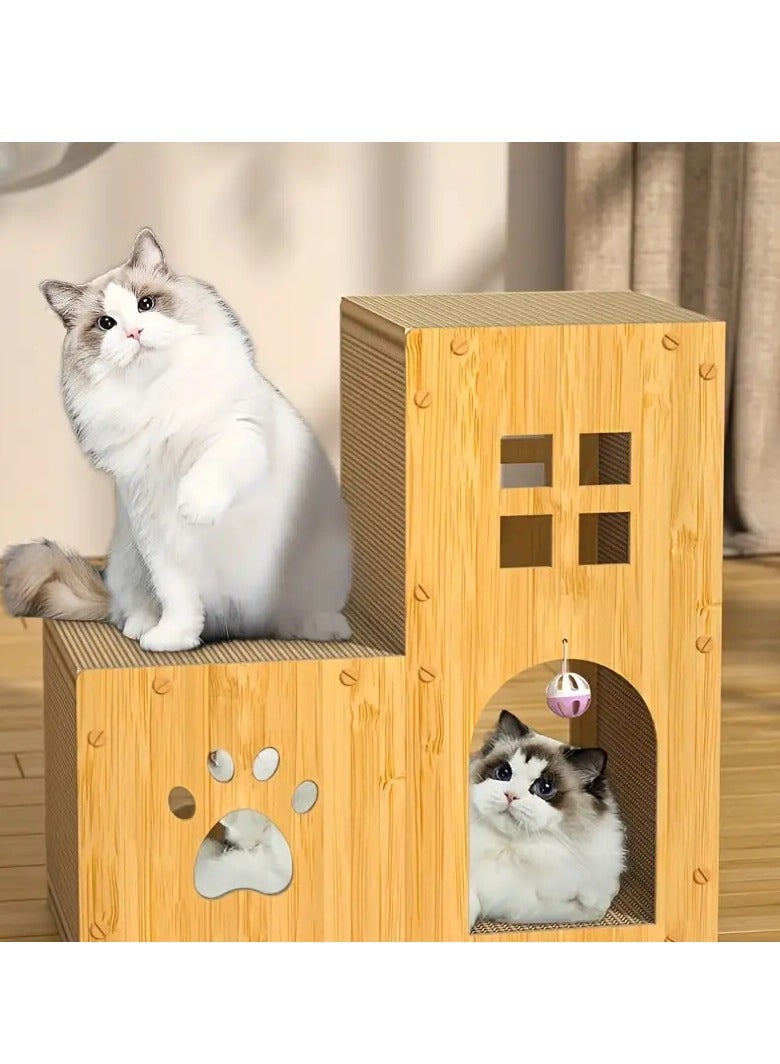 A.M Cat Claw Sharpener, Cat Tower, Cardboard House, Cat Sand, Multifunctional Cat Scratching Board, Nest Toys, All-in-One Cat Scratching Board Holder, Furniture Destruction, Abrasion Resistant - Image 1