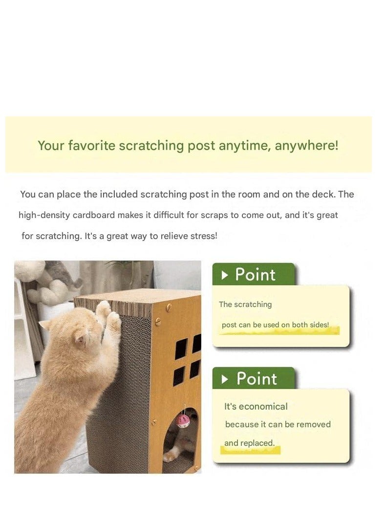 A.M Cat Claw Sharpener, Cat Tower, Cardboard House, Cat Sand, Multifunctional Cat Scratching Board, Nest Toys, All-in-One Cat Scratching Board Holder, Furniture Destruction, Abrasion Resistant - Image 5
