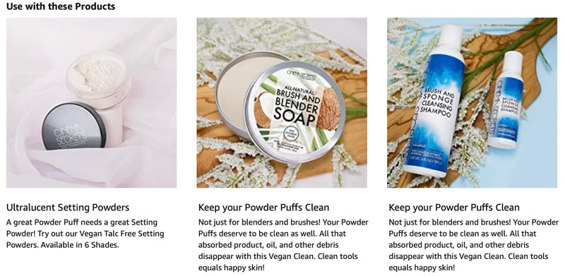 Cinema Secrets Deluxe Powder Puff With Strap, Black, 2 Count - Image 3