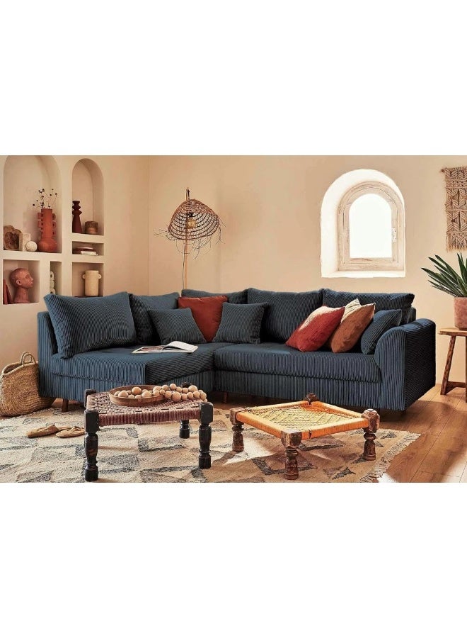 L-Shaped Sectional Sofa in Blue - Image 3