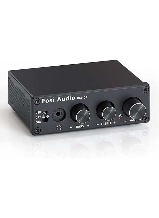 Fosi الصوت Fosi Audio Q4 - محول صوت ستيريو صغير للألعاب DAC ومضخم صوت سماعة رأس، 24 بت/192 كيلو هرتز USB / بصري / محوري إلى RCA AUX، محول صوت رقمي إلى تمثيلي لمكبرات الصوت المنزلية / سطح المكتب التي تعمل بالطاقة / مكبرات الصوت النشطة - أسود  - Image 1