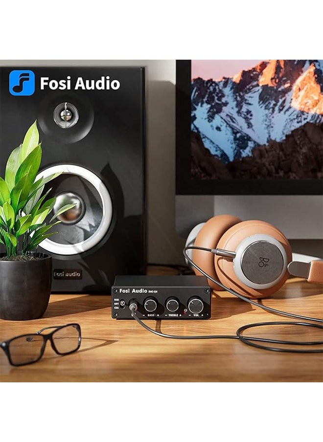 Fosi الصوت Fosi Audio Q4 - محول صوت ستيريو صغير للألعاب DAC ومضخم صوت سماعة رأس، 24 بت/192 كيلو هرتز USB / بصري / محوري إلى RCA AUX، محول صوت رقمي إلى تمثيلي لمكبرات الصوت المنزلية / سطح المكتب التي تعمل بالطاقة / مكبرات الصوت النشطة - أسود  - Image 5