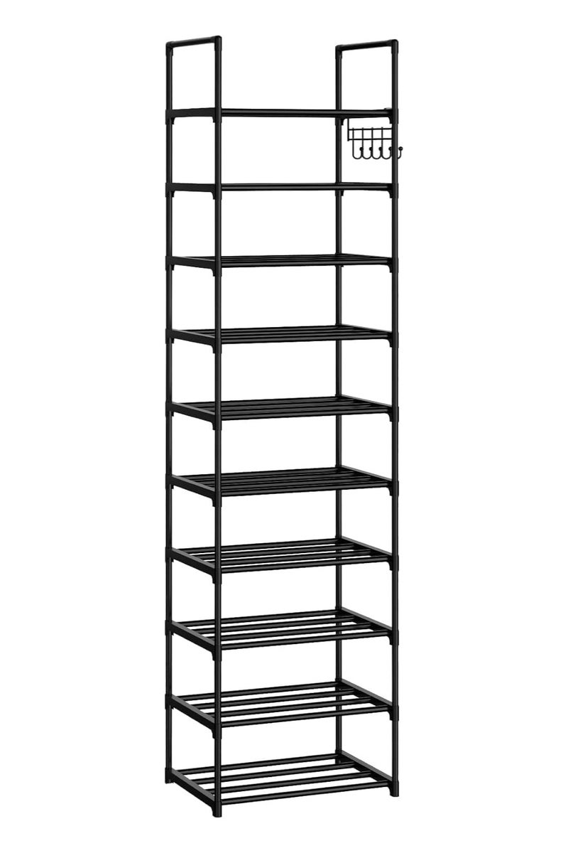 ARNOTEC رف أحذية طويل 10 طبقات رف أحذية ضيق 20-24 زوج رف أحذية عمودي موفر للمساحة يمكن تكديسه رف أحذية طويل لخزانة المدخل رف مدخر للأحذية مصنوعة من المعدن - Image 3