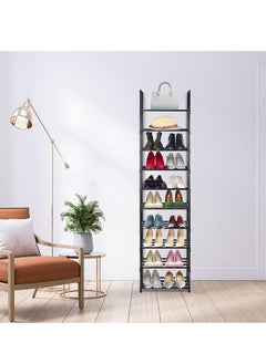 ARNOTEC Tall Shoe Rack 10 Tier Narrow Shoe Rack 20-24 Pairs Vertical Shoe Rack Space Saving Stackable Tall Shoe Rack for Closet Entryway Durable Shoe Shelf Storage Metal Shoe Tower  - Image 4