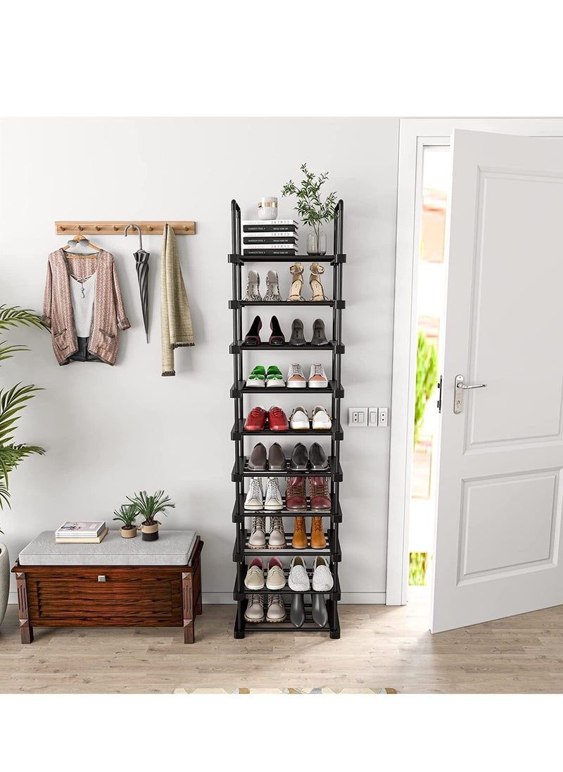 ARNOTEC - Tall Shoe Rack 10 Tier Narrow Shoe Rack 20-24 Pairs Vertical Shoe Rack Space Saving Stackable Tall Shoe Rack for Closet Entryway Durable Shoe Shelf Storage Metal Shoe Tower - Image 1