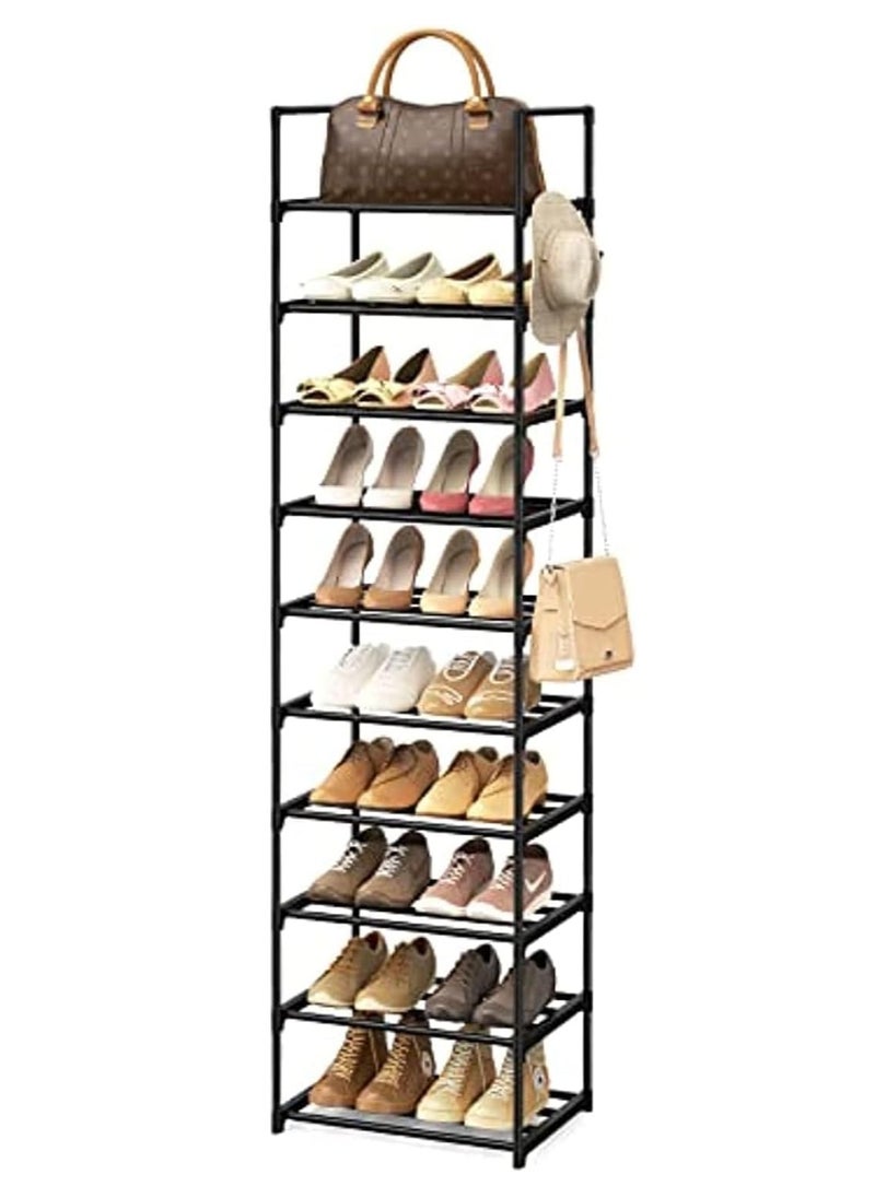 ARNOTEC - Tall Shoe Rack 10 Tier Narrow Shoe Rack 20-24 Pairs Vertical Shoe Rack Space Saving Stackable Tall Shoe Rack for Closet Entryway Durable Shoe Shelf Storage Metal Shoe Tower - Image 1