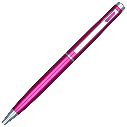 Lanier Pens Lanier 4G Ballpoint Pen - Shiny Chrome Ring & Parts with Medium Tip 0.7mm Cross Style Refill (with Accents - White or Black or Purple or Pink) - Image 2