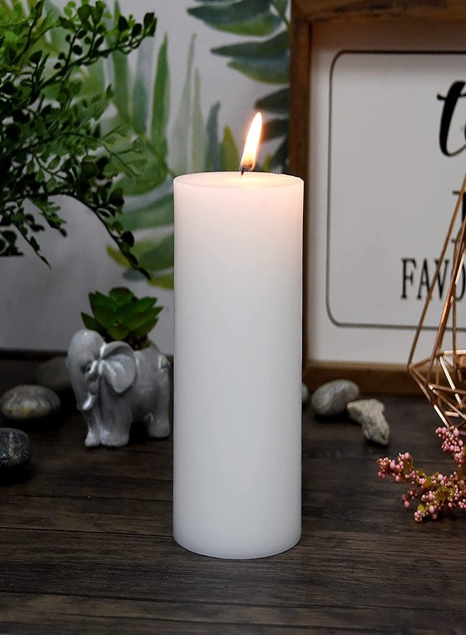 Luces Smokeless Scented Paraffin Wax White Tall Round Pillar Candles Decoration for Party,Birthday Party,Dinner Table, Living Room Pack of 3 - Image 3