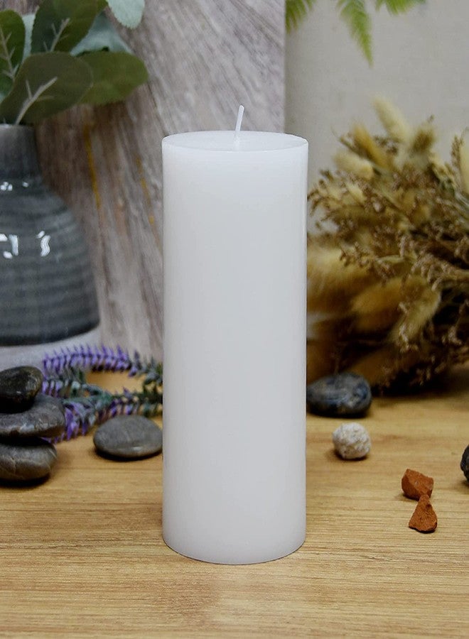 Luces Smokeless Scented Paraffin Wax White Tall Round Pillar Candles Decoration for Party,Birthday Party,Dinner Table, Living Room Pack of 3 - Image 2