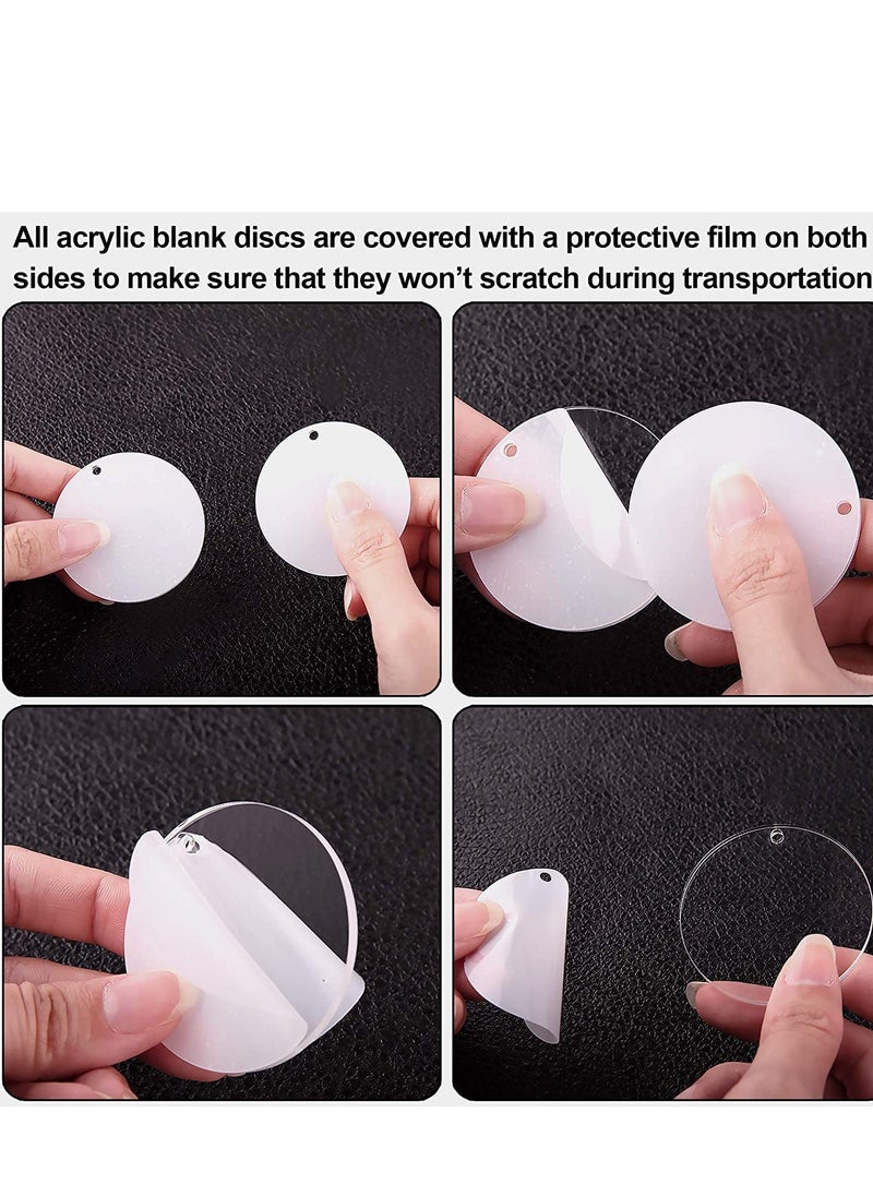 SYOSI - Keychain Hooks and Jump Rings Tassels150 Pieces Key Acrylic Keyring Blanks Set Including Clear Discs with Chain Coloured Pendants for DIY Projects and Craft - Image 1