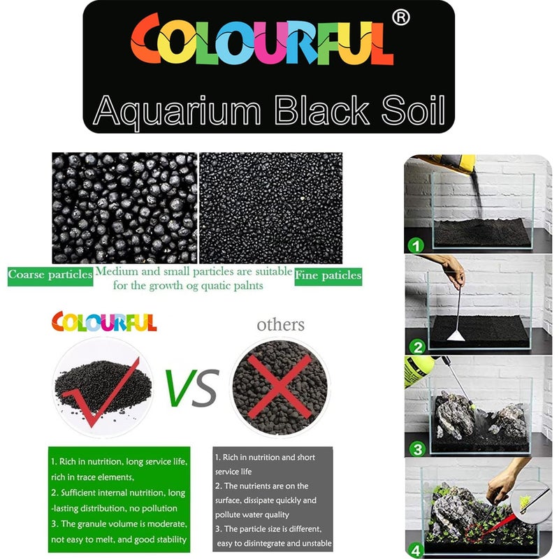 colourful - Planted Aquarium Black Soil Substrate for Fish Tank | Live Planted Aquarium | Plant Seeds (950g Aquarium Soil, Small Grass Seed) - Image 5