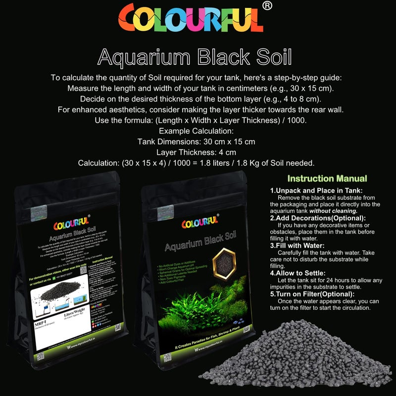 colourful - Planted Aquarium Black Soil Substrate for Fish Tank | Live Planted Aquarium | Plant Seeds (950g Aquarium Soil, Small Grass Seed) - Image 3