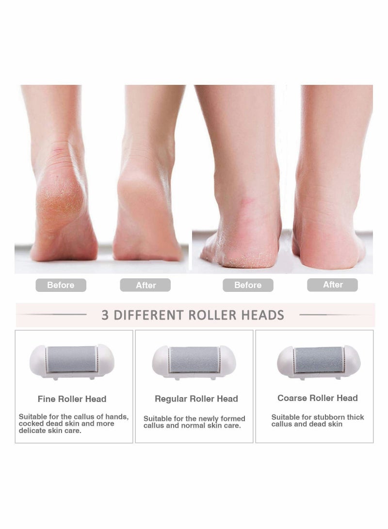 Remover for Feet, Electric Foot File Rechargeable Scrubber Pedicure Tools kit Electronic Waterproof Callus Shaver Cracked Heels Thick Callous Dead Skin 3 Roller Heads Cutile Trimmer - Image 3