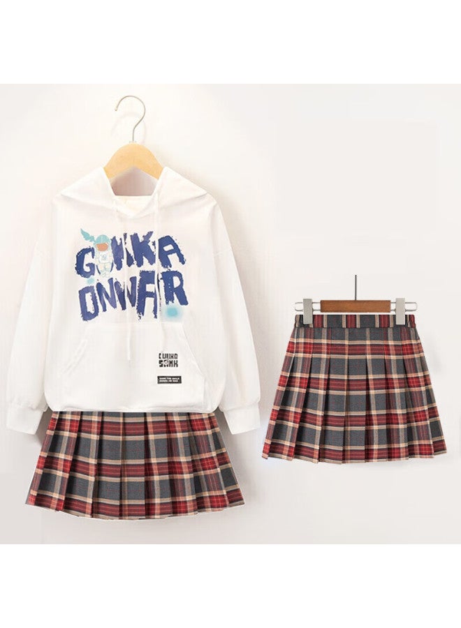 Yinuofang Girls' Pleated Skirt With Safety Shorts, School Uniform Skirt For Performances And Children's Day, Versatile Wine Red, Size S