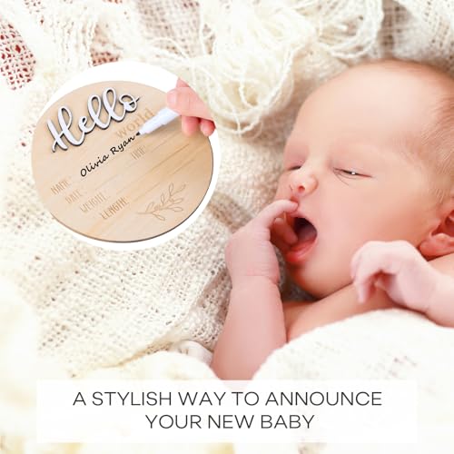 Giftacity Gender Reveal Sign for Baby Birth: 3Pcs It's A Boy Girl & Hello World Announcement Sign for Hospital - Wooden Newborn Welcome Board for New Boys and Girls - Image 4