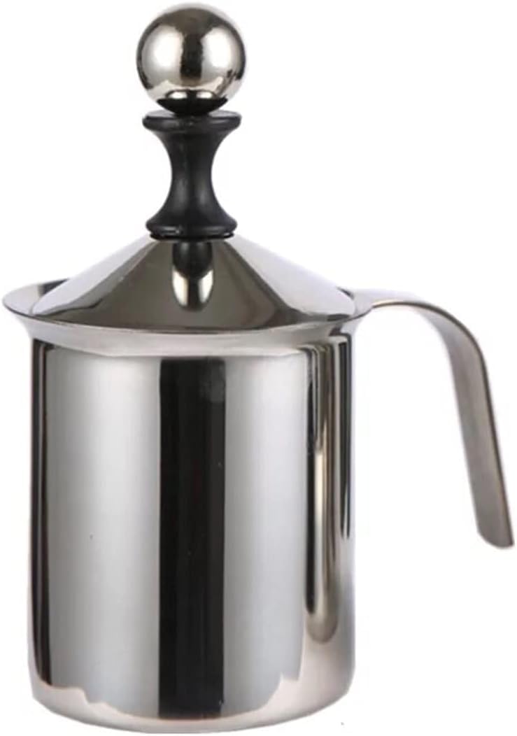 Cheet enterprise Cheet enterprise Milk Forther Coffee Milk Frother Steel Manual Milk Frother Hand Pump Milk Foamer with Filter Screen for Cappuccino Coffee Latte Hot Chocolate400Ml - Image 1