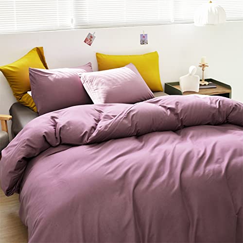 Cottonight Purple Comforter Set Queen Pale Mauve Bedding Comforter Set Full Solid Modern Dusty Lilac Purple Blanket Quilts Breathable 3 Piece Purple Comforter Set for Women Adults - Image 4