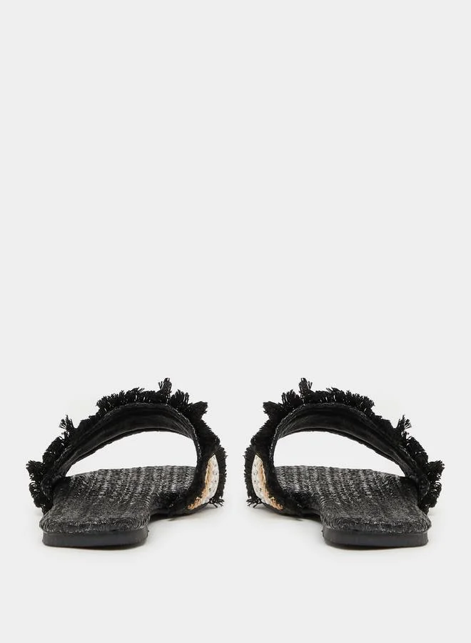 Styli Embellished Fringe Flat Sandals