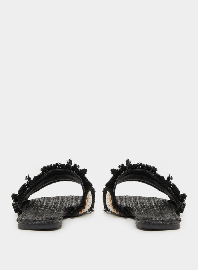 Styli Embellished Fringe Flat Sandals - Image 4