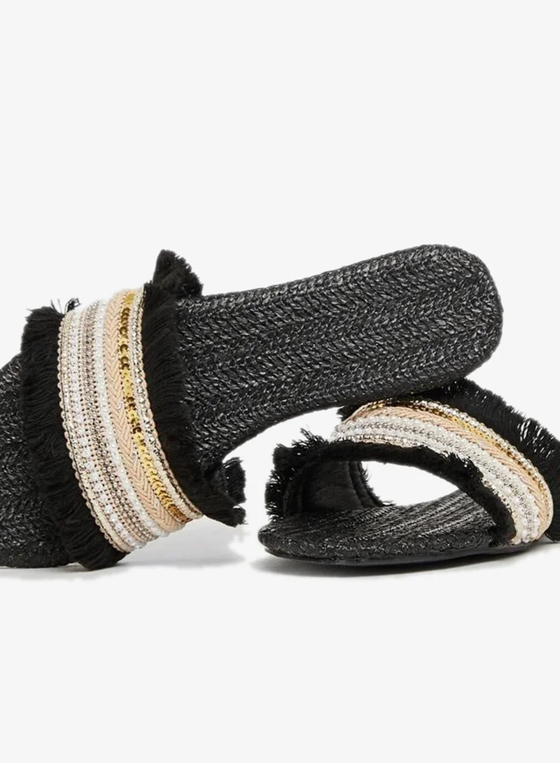 Styli  Embellished Fringe Flat Sandals for Women | Best Price UAE