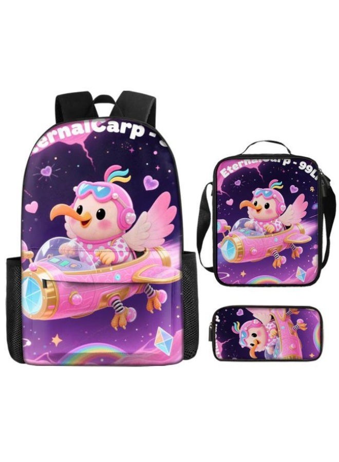 Bright Li Fire Shoulder + hand-held + stationery bag | Cartoon bag 3-piece set, easy to cope with various occasions (available for students, children, friends' outings, mountain climbing, school, etc.) | Back to school season/holiday gifts - 67 - Image 2