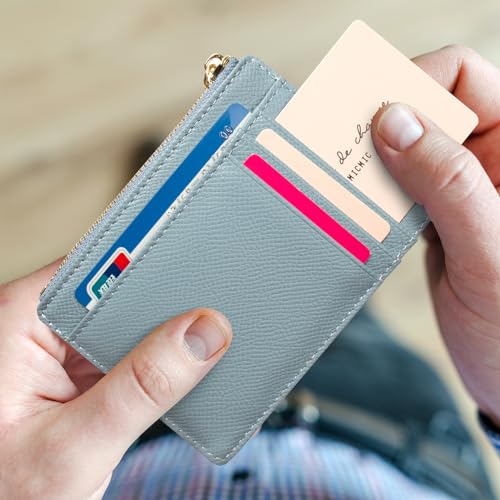 Valentoria Minimalist Small Leather Card Holder Pocket Wallet Womens Coin Purse Handbag (Blue) - Image 4
