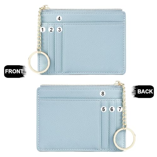 Valentoria Minimalist Small Leather Card Holder Pocket Wallet Womens Coin Purse Handbag (Blue) - Image 3