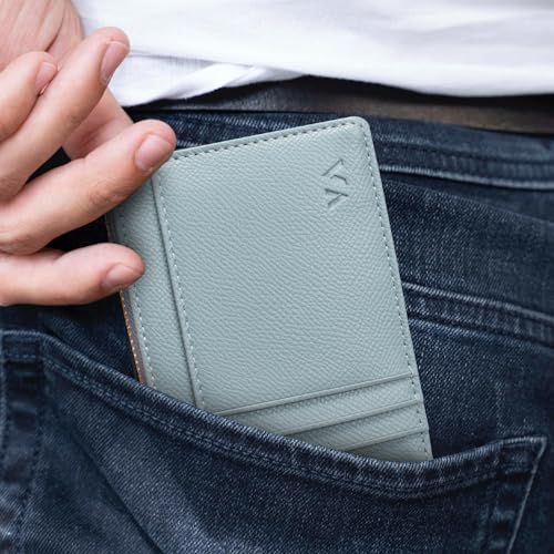 Valentoria Minimalist Small Leather Card Holder Pocket Wallet Womens Coin Purse Handbag (Blue) - Image 5