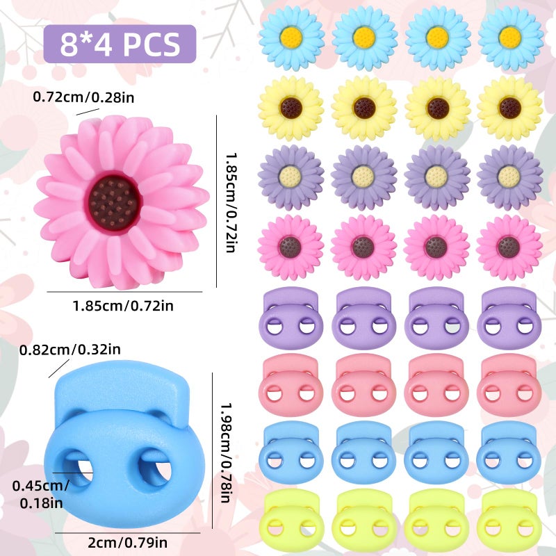 CESUSME 32 Pcs Knitting Needle Stoppers, Cute Daisy Sun Flower Knitting Silicone Stoppers, Knitting Needle Point Protectors, Knitting Crochet for Hand DIY Supplies Accessories - Image 2