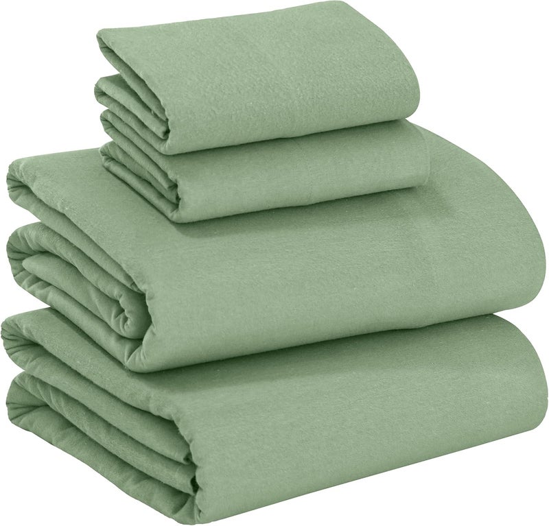 RUVANTI 100% Cotton Flannel Sheets Full Size - 4 Piece Warm, Soft & Breathable, Deep Pocket, Double Brushed Cozy All Season Bedding Set, Loden Frost - Image 1