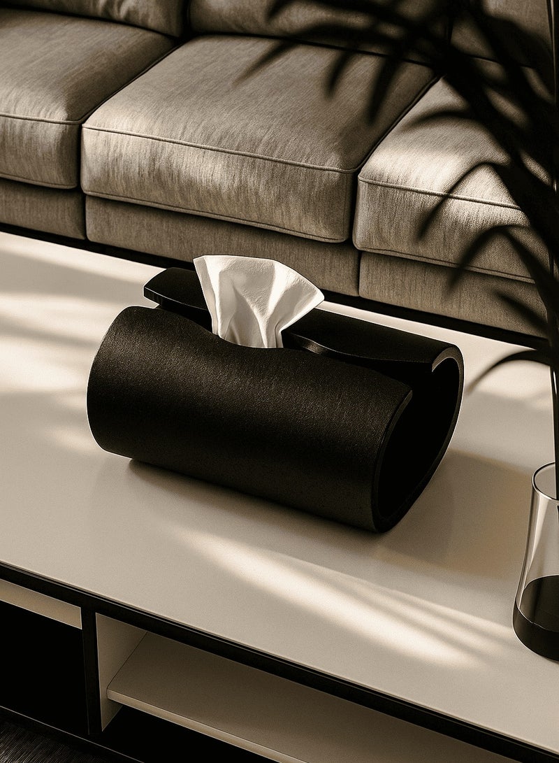 علبة مناديل بنقشة كهف حجري باللون الأسود - Image 2