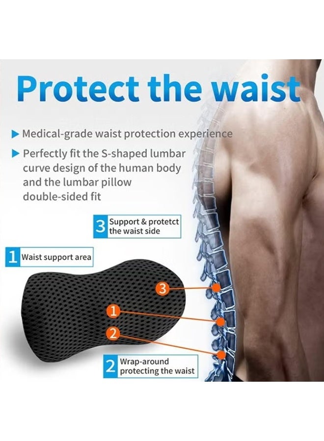 EETU Lumbar Support Pillow For Office Chair,Memory Foam Lower Back Pillow,Neo Cushion For Low Back Pain Relief,Black - Image 2