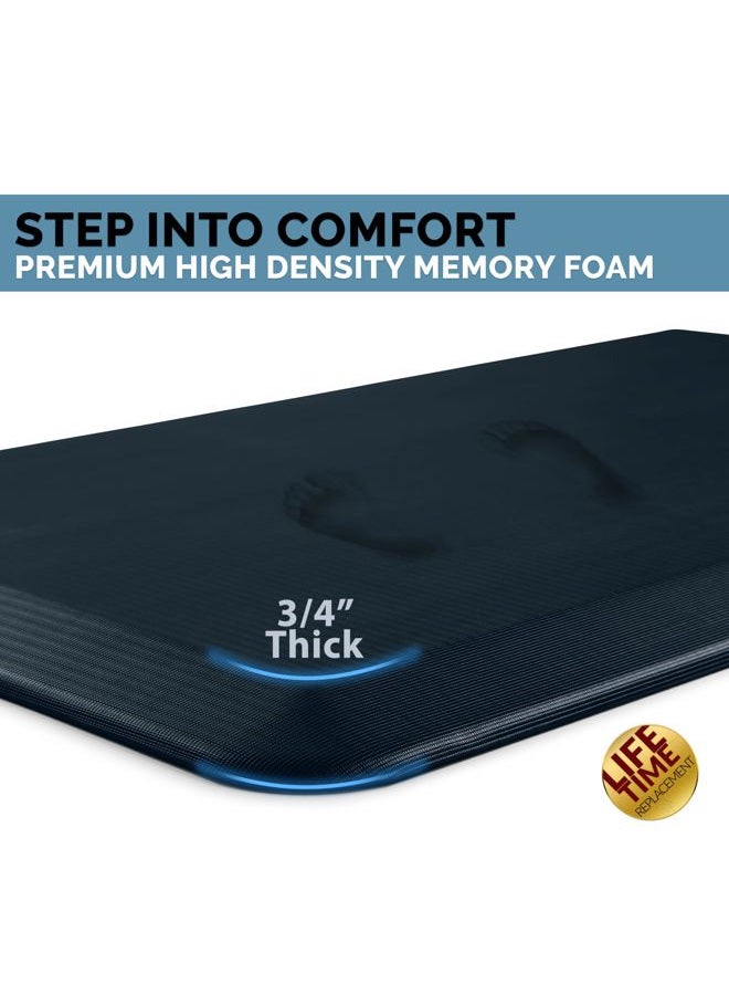 ComfiLife Anti Fatigue Floor Mat 3/4 Inch Thick Perfect Kitchen Mat, Standing Desk Mat Comfort at Home, Office, Garage Durable Stain Resistant Non-Slip Bottom (20" x 32", Navy) - Image 2