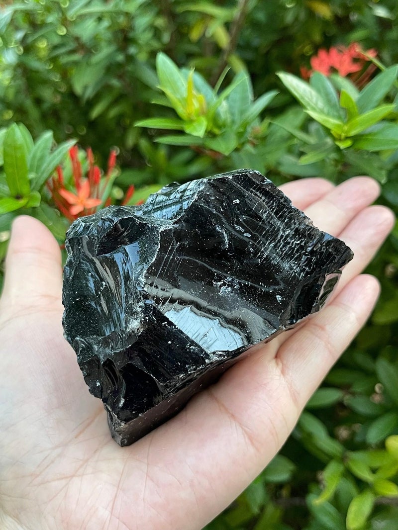 GAF TREASURES Extra Large Black Obsidian Rough Stones, 3-10" Natural Black Obsidian, Raw Black Obsidian Rock (0.5-1 lb) - Image 3