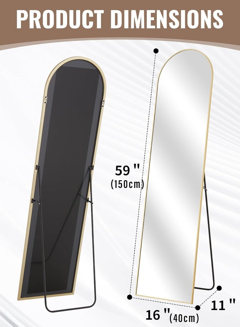 Decorhills Arched Full Length Mirror, Arch Floor Mirror with Stand, Full Length Mirror Wall Mirror Hanging or Leaning Arched-Top Full Body Mirror for Bedroom Living Room (Gold, 40x150cm) - Image 2