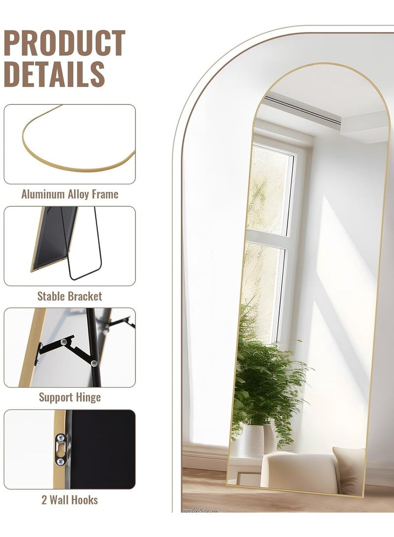 Decorhills Arched Full Length Mirror, Arch Floor Mirror with Stand, Full Length Mirror Wall Mirror Hanging or Leaning Arched-Top Full Body Mirror for Bedroom Living Room (Gold, 40x150cm) - Image 4