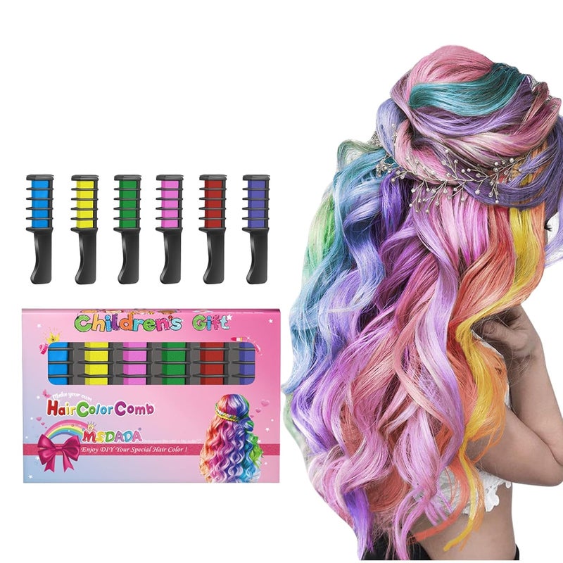 New Hair Chalk Comb Temporary DIY Hair Color for girls kids age 4 5 6 7 8 9 10 Washable Hair Chalk for Easter St Patricks Day Birthday Cosplay Blue Yellow Purple Red Green Pink