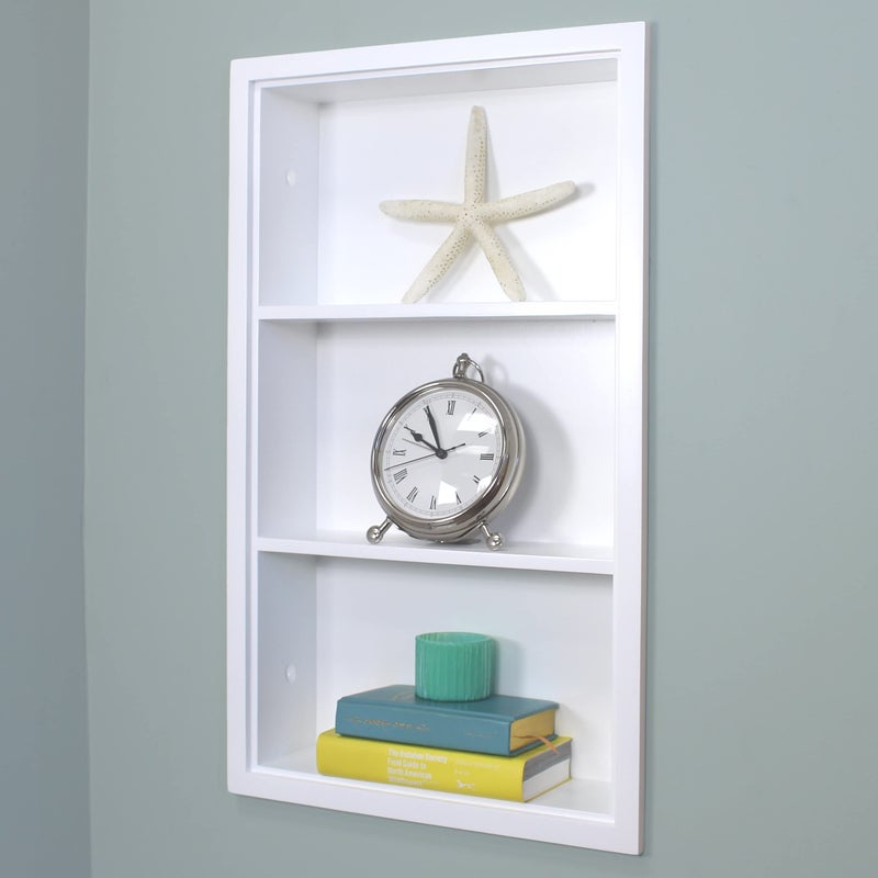 Fox Hollow Furnishings Fox Hollow Furnishings 14x24 Sloane Recessed Wall Niche Medicine Cabinet Replacement in The Wall Bathroom Cabinet Insert ShelfShelves Made in North America Real Wood NO MDF White Plain Back 
