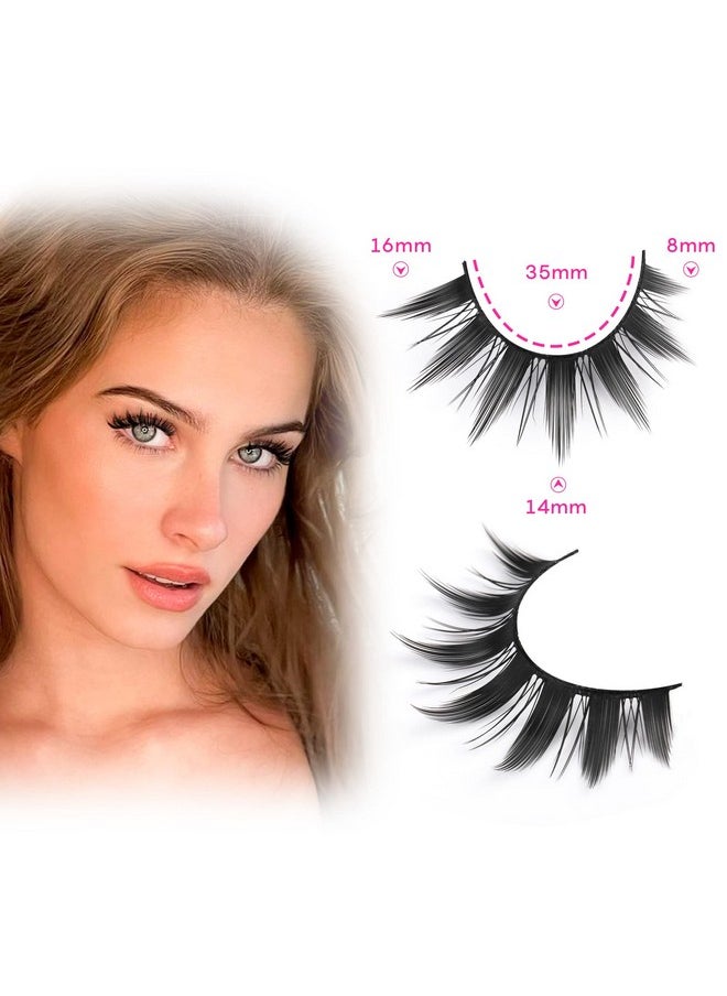 FANXITON False Eyelashes 10 Pairs Manga Lashes Japanese Style Anime Lashes Thick Cosplay Lashes Natural Look 16 MM Spiky 8D Wispy Faux Mink Lashes Full Strip Doll Lashes by FANXITON  - Image 3