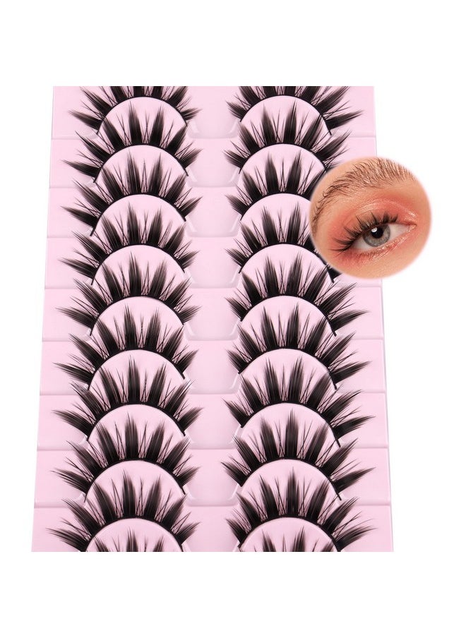 FANXITON False Eyelashes 10 Pairs Manga Lashes Japanese Style Anime Lashes Thick Cosplay Lashes Natural Look 16 MM Spiky 8D Wispy Faux Mink Lashes Full Strip Doll Lashes by FANXITON  - Image 4