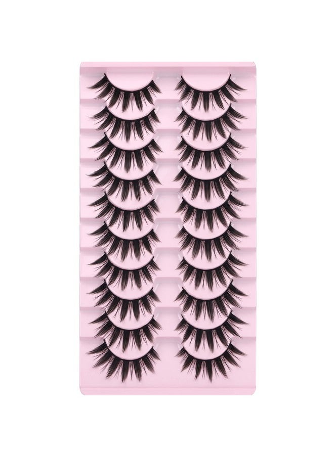 FANXITON False Eyelashes 10 Pairs Manga Lashes Japanese Style Anime Lashes Thick Cosplay Lashes Natural Look 16 MM Spiky 8D Wispy Faux Mink Lashes Full Strip Doll Lashes by FANXITON  - Image 5