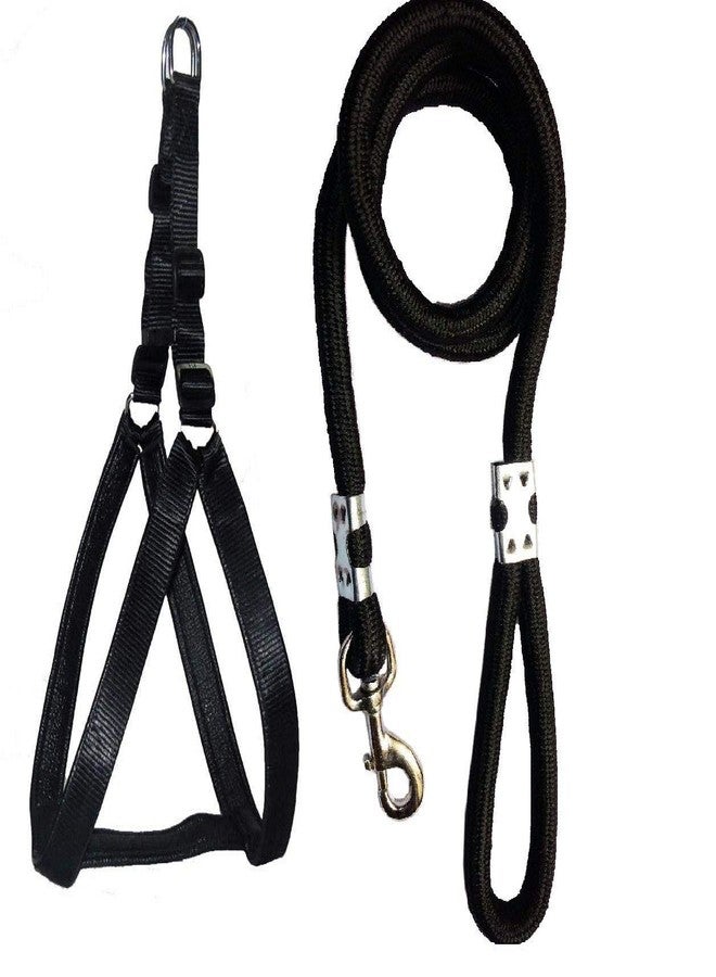 BUYAGAIN Nylon Padded Adjustable Dog Harness and Leash Rope (1.25 Inch, Black) - Image 1
