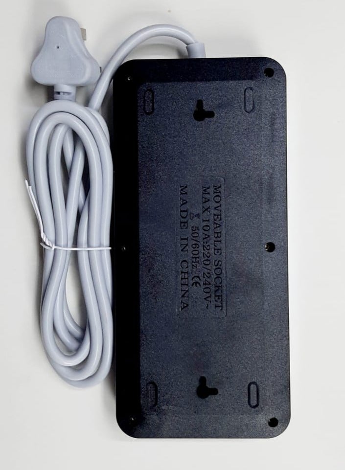 شريط طاقة بريطاني مكون من 6 منافذ تيار متردد، و3 منافذ USB، ومنفذ واحد من النوع C، بقوة 2500 وات/10 أمبير، وكابل تمديد شديد التحمل، وواقي من التيار الزائد للمنزل والمكتب والسكن الجامعي وغرفة الألعاب  - Image 3
