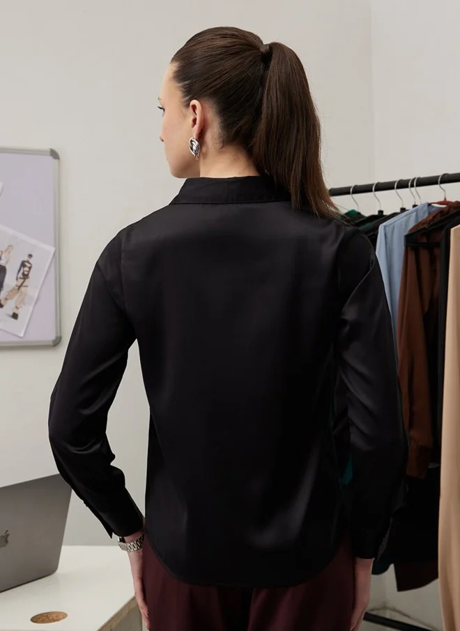 STREET 9 Smart Tailored Fit Black Formal Shirt for Women