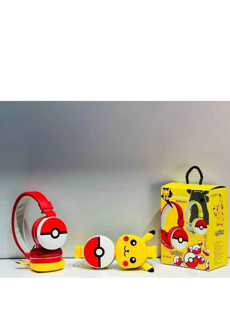 Pokemon Pokémon Wireless Bluetooth Headphones for Kids with Sound X6D Foldable Headphones for Children Noise Reduction; Suitable for Children's Stereo Headphones, Cell Phones, Tablets, Red with Yellow - Image 5