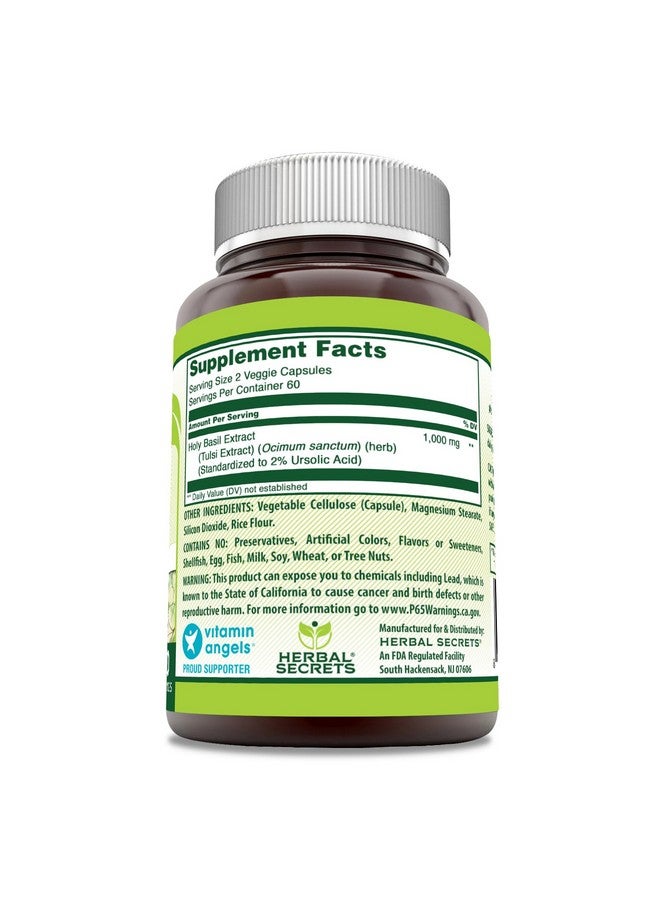 Herbal Secrets Holy Basil Supplement | 1000 Mg Per Serving | 120 Veggie Capsules | Non-GMO | Gluten Free | Made in USA - Image 2