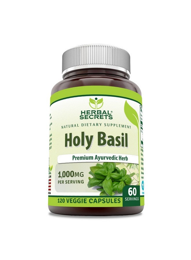 Herbal Secrets Holy Basil Supplement | 1000 Mg Per Serving | 120 Veggie Capsules | Non-GMO | Gluten Free | Made in USA - Image 1