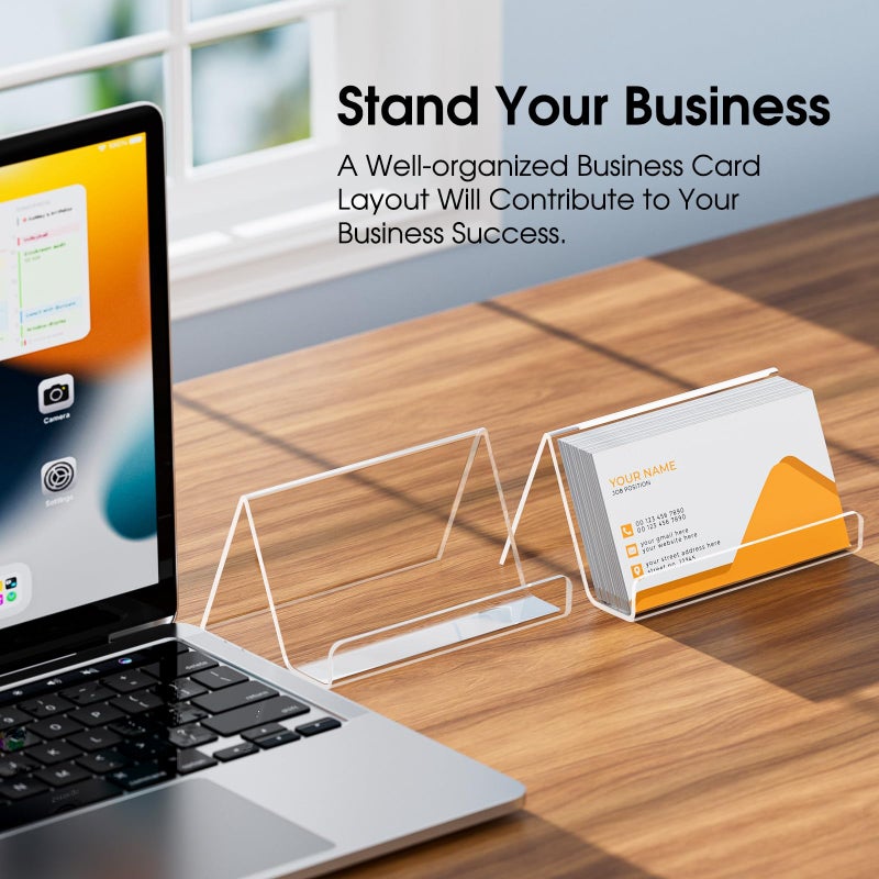 MaxGear Acrylic Business Card Holder for Desk, Multiple Premium Business Card Stand for Workspace, Clear Plastic Name Cards Display Holder for Exhibition, Home and Office, Capacity: 50 Cards, 3 Pack - Image 5