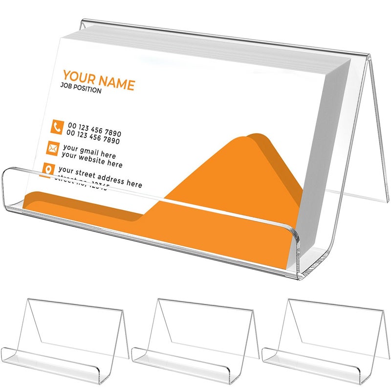 MaxGear Acrylic Business Card Holder for Desk, Multiple Premium Business Card Stand for Workspace, Clear Plastic Name Cards Display Holder for Exhibition, Home and Office, Capacity: 50 Cards, 3 Pack - Image 1
