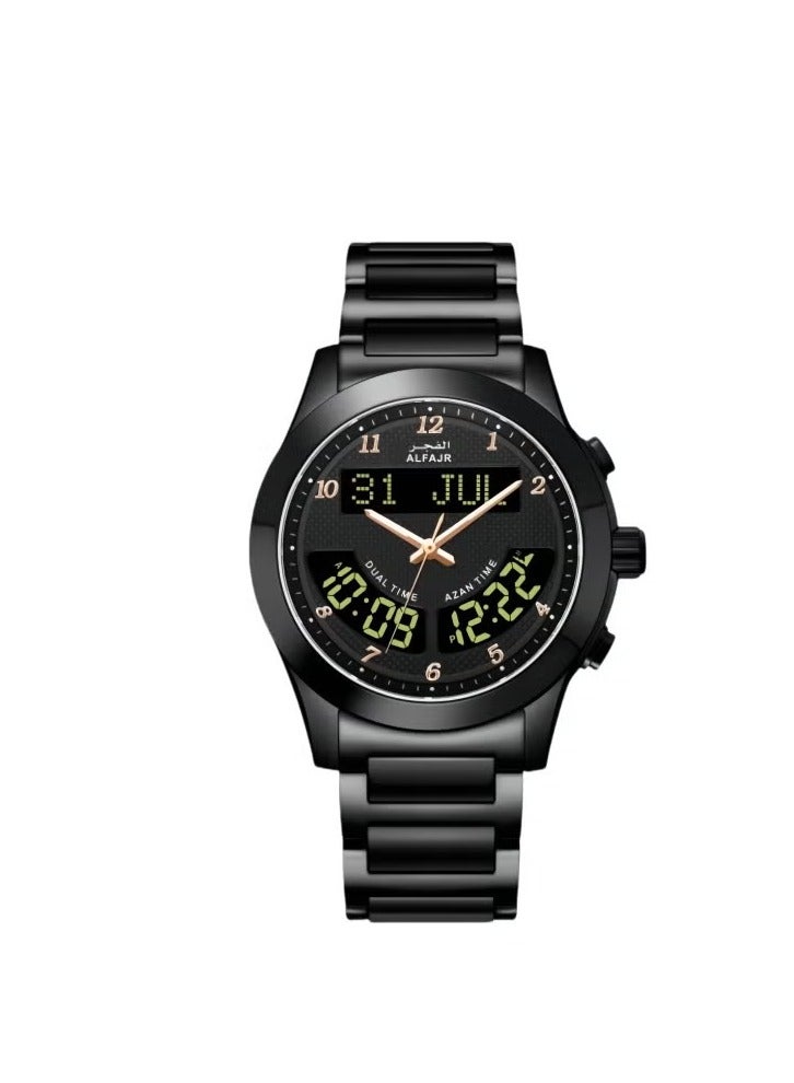 الفجر ساعة ديناميكية 360 أنالوج + رقمية بحزام من الفولاذ المقاوم للصدأ - WA-12BB